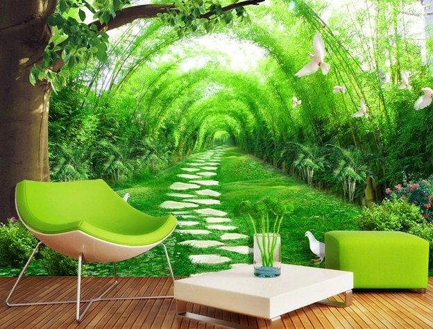 3D Look Forest Way Landscape Wallpaper Mural - Peel and Stick