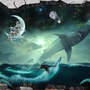 Sea Whales Sharkes Wallpaper Mural