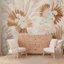 Neutrale Boho-Pflanzen mit Palmenblatt Fototapete