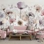 Watercolor Dark Poppy Flowers Wallpaper Mural