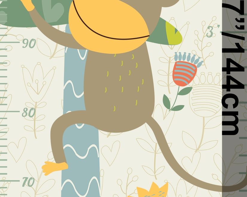 Tableau de croissance des enfants avec animaux tropicaux Stickers muraux