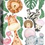 Kids Cute Forest Animal with Banana Leaves Wall Decal Sticker