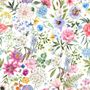 Bunte Frühlingsblumen Fototapete mit rosa Wildblumen