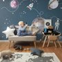 Kinderleuchtender Weltraum mit Aquarell-Bären-Astronauten-Fototapete