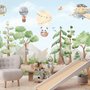 Kids Forest Animals with Flying Animals Wallpaper Mural