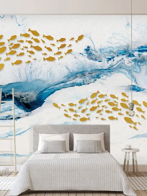 Sea Wave and Fish Wallpaper Mural