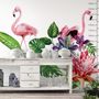 Tropical Protea Floral with Flamingo Wall Decal Sticker