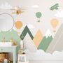 Nursery Mountain Landscape with Hot Air Balloons Wallpaper Mural