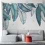 Papier peint feuilles et libellule vintage