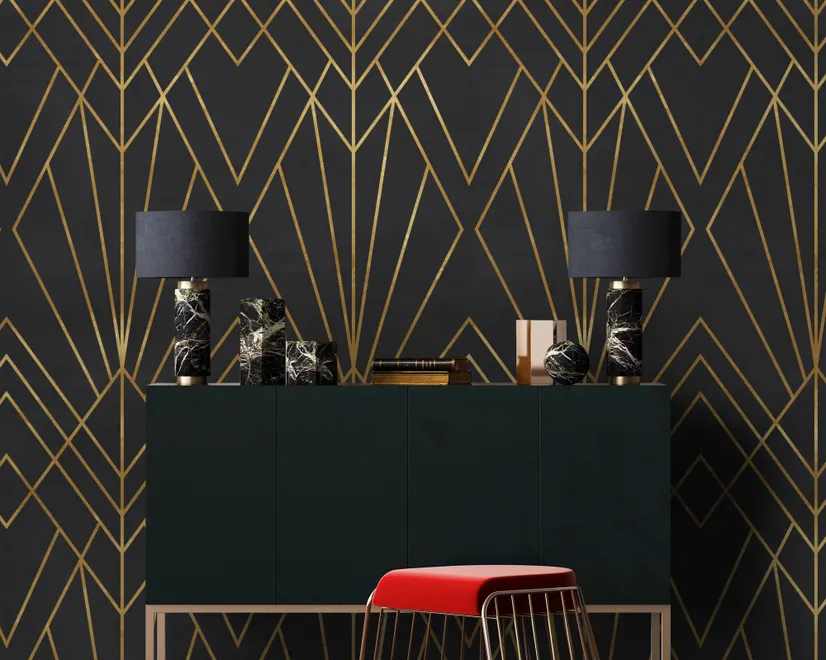 Papier peint panoramique lignes géométriques art déco luxe