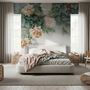 Vintage Floral and Green Leaf Wallpaper Mural