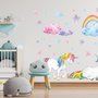 Mignonne licorne avec arc-en-ciel Stickers muraux
