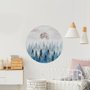 Nebliger Wald mit aufgehender Mond Landschaft Kreis Wandtattoo