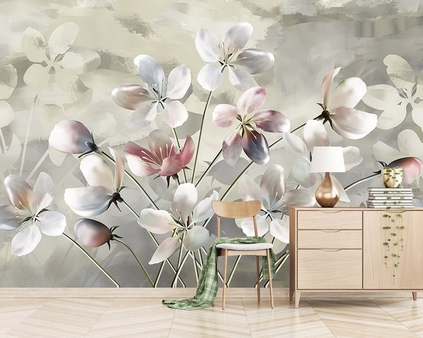 Oil Painting Pastel Floral Wallpaper Mural