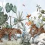 Kids Watercolor Forest with Leopard Wild Animals Wallpaper Mural