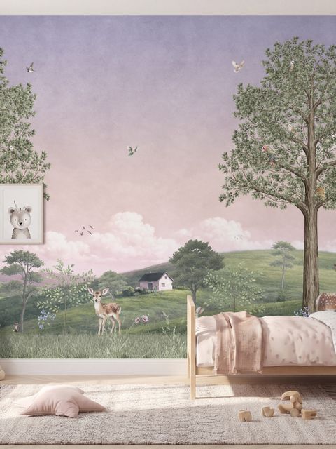 Kids Forest Animals Landscape Wallpaper Mural