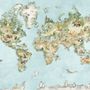 Watercolor Kids World Map with Soft Animals Wallpaper Mural