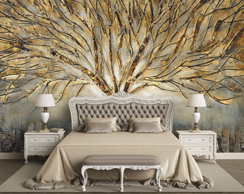 Watercolor Leafless Autumn Trees Wallpaper Mural