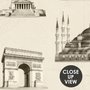 Vintage World Architecture Sketch Wallpaper Mural