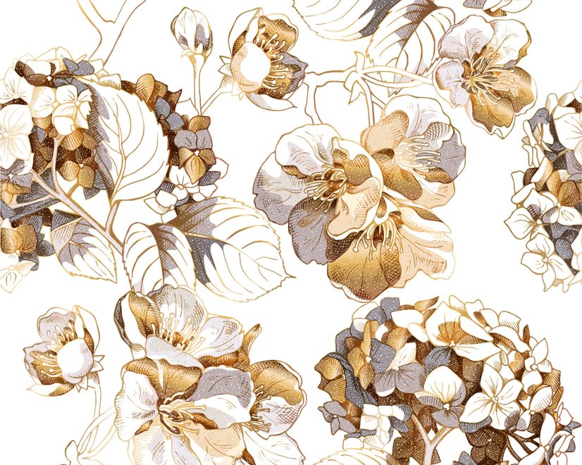 Whitish Floral Wallpaper Mural