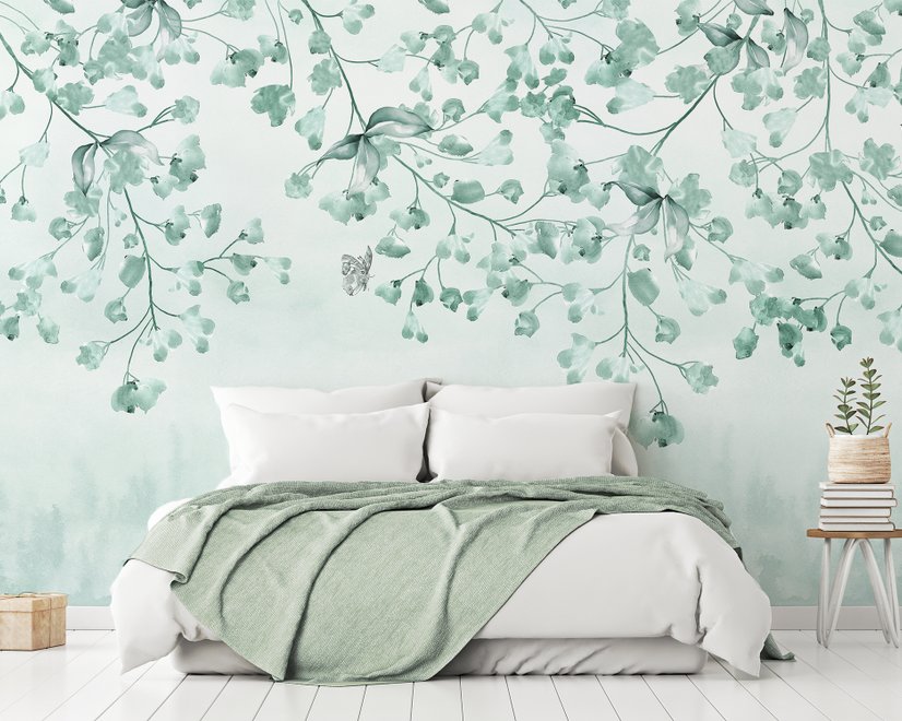 Soft Green Blossom Wallpaper Mural