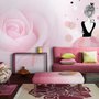 Papier peint Ballerine et roses roses