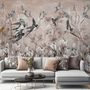 Flying Birds on Flowers Wallpaper Mural