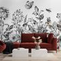 Papier peint panoramique floral noir et blanc