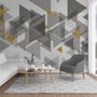 Watercolor Yellow Gray Triangle Geometric Wallpaper Mural
