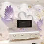 Papier peint panoramique cygnes en relief 3D