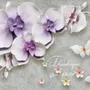 3D Embossed Look Purple Orchids Wallpaper Mural