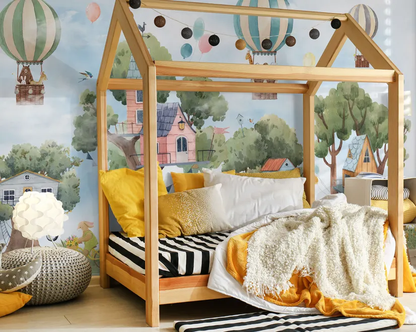 Cute Flying Animals with Treehouse for Kids Nursery Wallpaper Mural