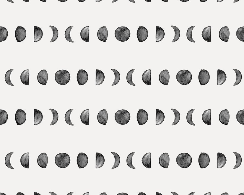 Papier peint panoramique aquarelle avec croissant de lune