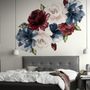 Dark Blue Red Peony Floral Bouqet Wall Decal Sticker