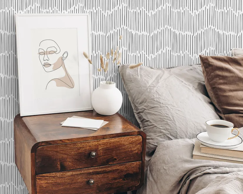 Black and White Minimalist Chevron Lines Wallpaper Mural