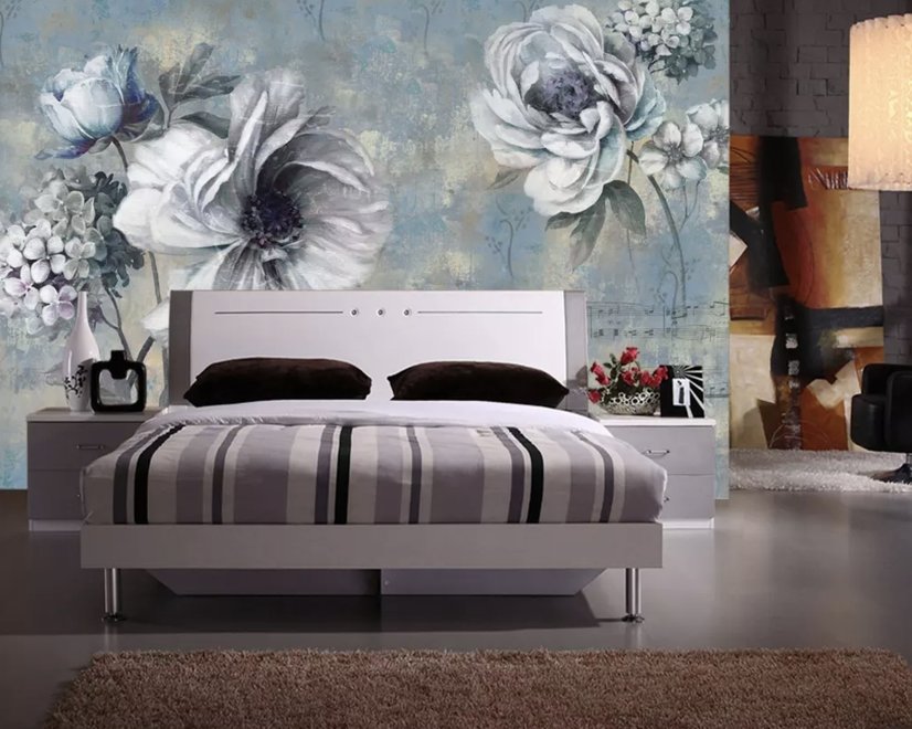 Light Floral with Music Notes Wallpaper Mural