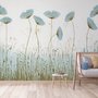 Peinture à l'huile bleu coquelicot fleurs Papier peint panoramique