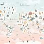 Papier peint carte monde rose animaux mignons ballons enfants