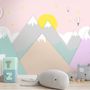 Pink Mountainscape and Hot Air Balloon Wallpaper Mural