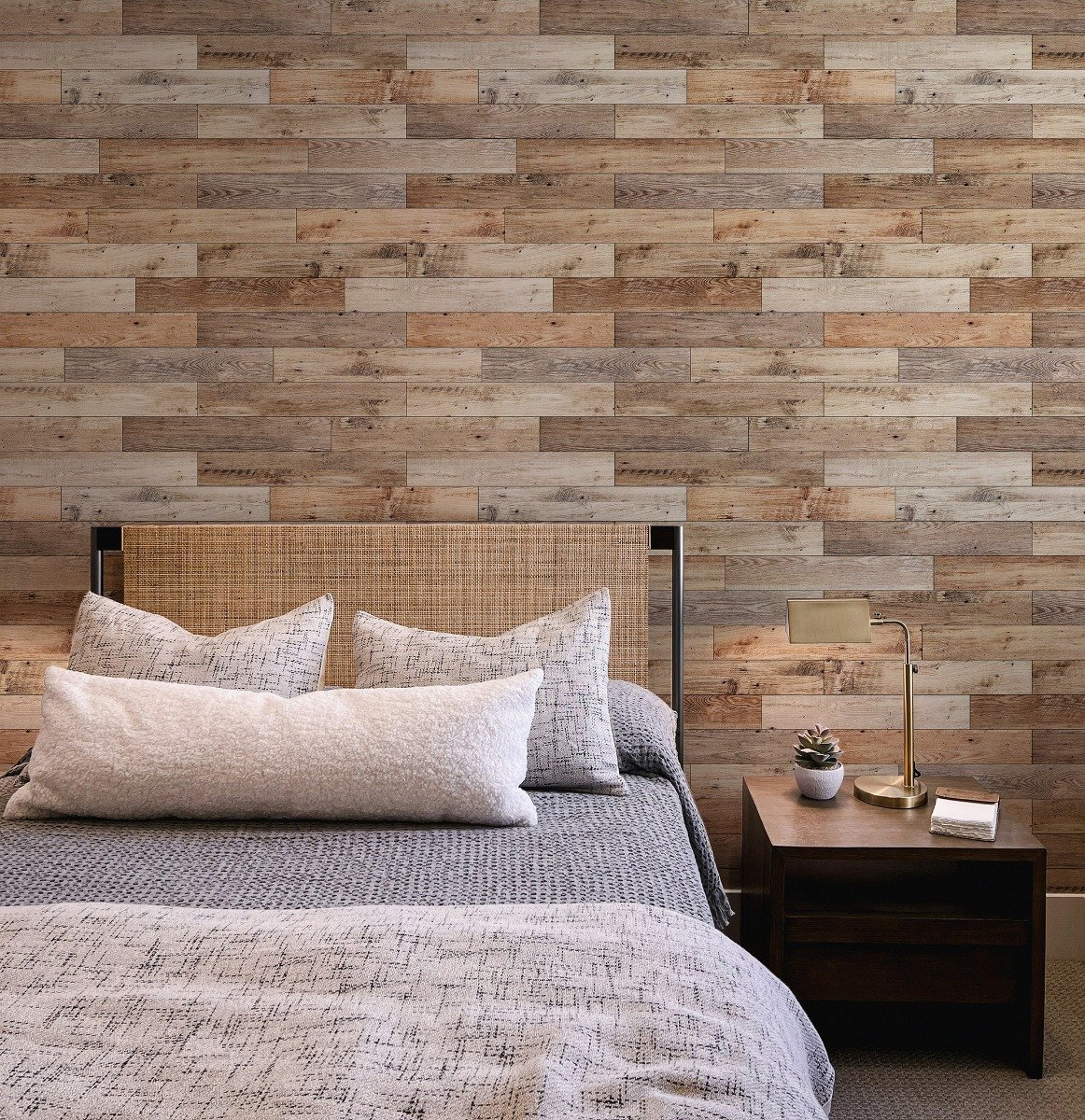 Reclaimed Wood Panel Look Wallpaper Mural - Peel and Stick