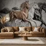 3D Embossed Look Horses Wallpaper Mural