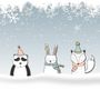 Cartoon Fox and Panda Winter Animals Wallpaper Mural