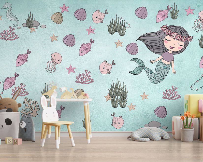 Mermaid Ariel in the Underwater Wallpaper Mural