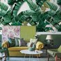 Papier peint panoramique motif feuilles de bananier à l'aquarelle
