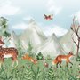 Papier peint animaux de la forêt avec enfants