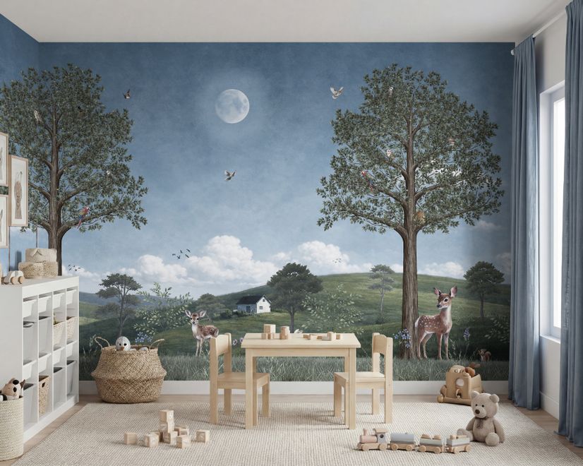 Kids Forest Animals Landscape Wallpaper Mural