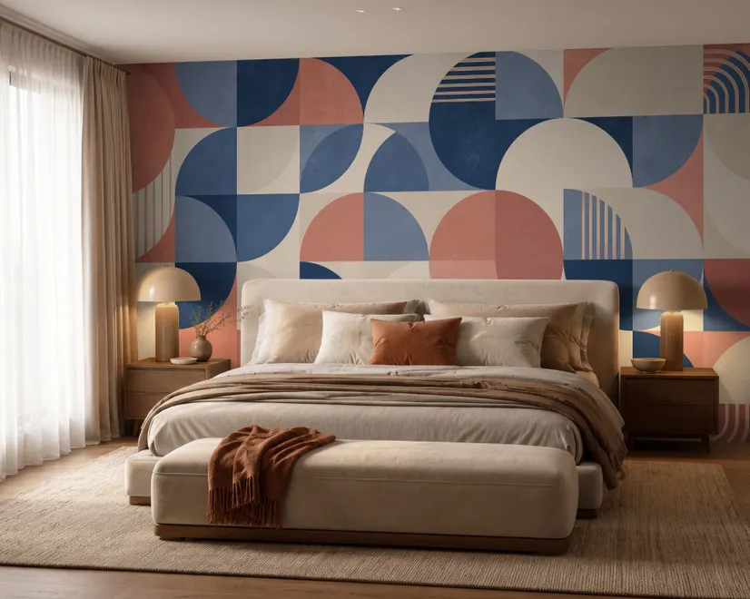 Retro Abstract Geometric Shapes Wallpaper Mural