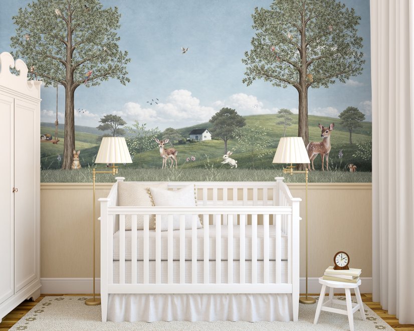 Kids Forest Animals Landscape Wallpaper Mural