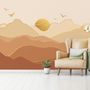 Gold Look Landscape Sunrise Sunset Wallpaper Mural