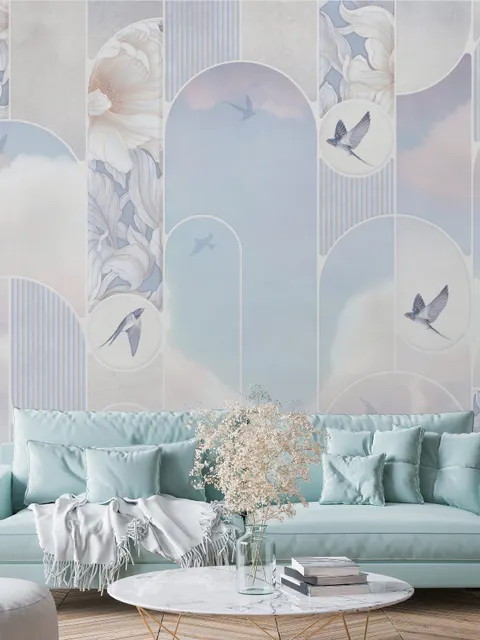 Dreamy Floral and Birds Wallpaper Mural